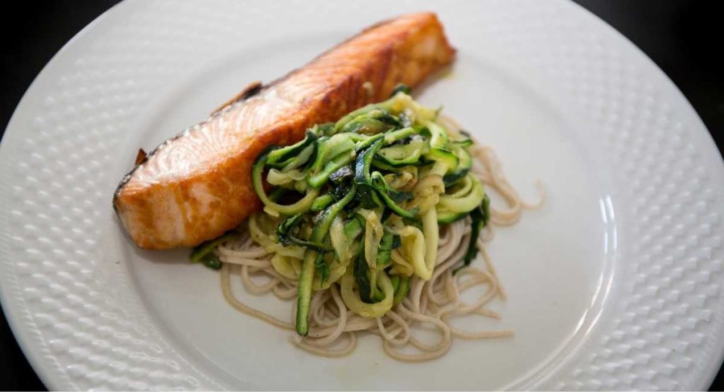 Baked Salmon with Zoodles